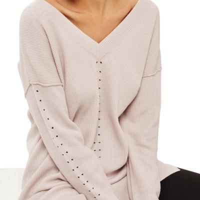 Topshop Perforated V-Neck Sweater Dress
