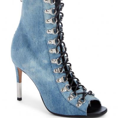 Balmain Club Peep Toe Bootie (Women)