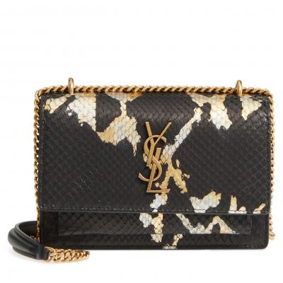 Saint Laurent Mini Sunset Painted Genuine Python Wallet on a Chain