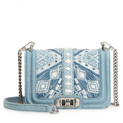 Rebecca Minkoff Small Love Embroidered Denim Crossbody