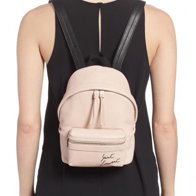 Saint Laurent Toy Embroidered Logo Leather Backpack