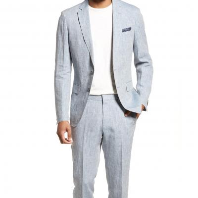 BOSS Helford/Gander Trim Fit Solid Linen Suit 