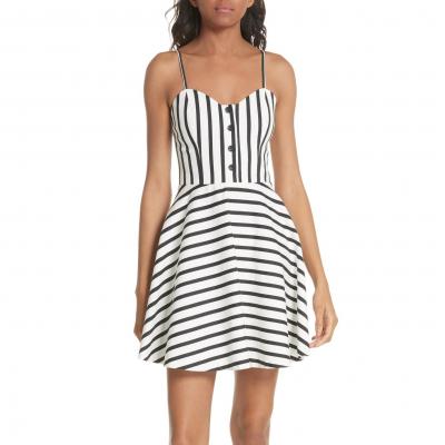 Alice + Olivia Nella Button Front Stripe Dress