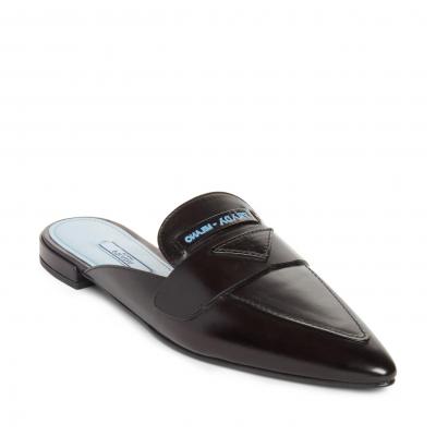 Prada Logo Pointy Toe Loafer Mule (Women)