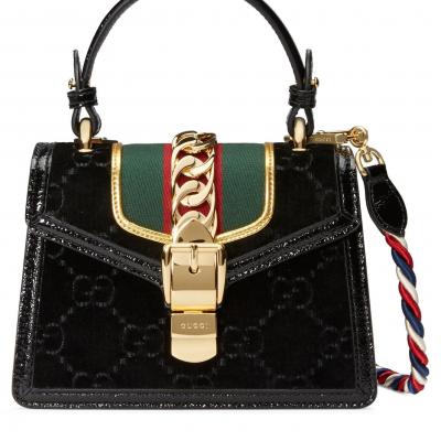 Gucci Mini Sylvie Velvet Top Handle Bag