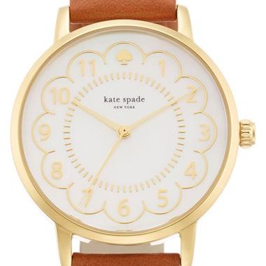 kate spade new york metro scalloped dial leather strap watch, 34mm