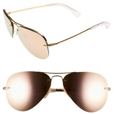 Ray-Ban Highstreet 59mm Semi Rimless Aviator Sunglasses