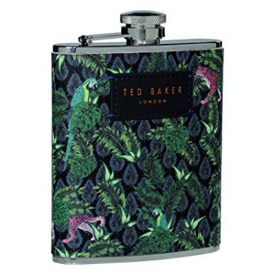 Ted Baker Jungle Print Hip Flask, Stainless Steel, Mult-Colour, 2 x 9.5 x 12.7 cm