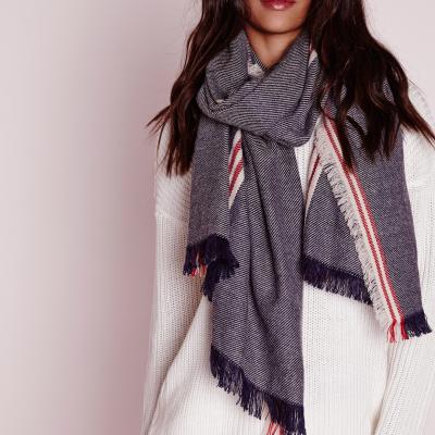 MissGuided contrasting trim frayed scarf
