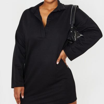 Black Collar Detail Sweater Dress PrettyLittleThing