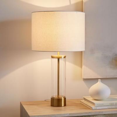 Acrylic Column Table Lamp + USB - Antique Brass west elm