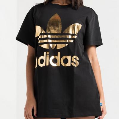 adidas Big Foil Trefoil Logo Relaxed Fit Tee in Black