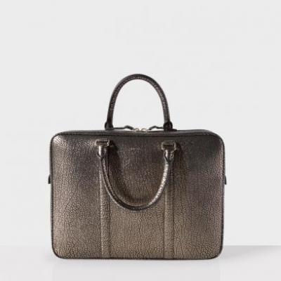 Paul Smith Mens Metallic Grained Leather Slim Business Folio
