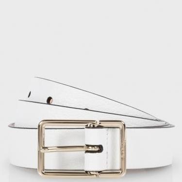 Paul Smith Men's White Leather Integrated Keeper Suit Belt