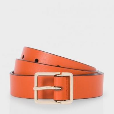 Paul Smith Mens Burnt Orange Integrated Keeper Leather Suit Belt