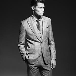 Reiss AVERY LARGE CHECK SUIT GREY
