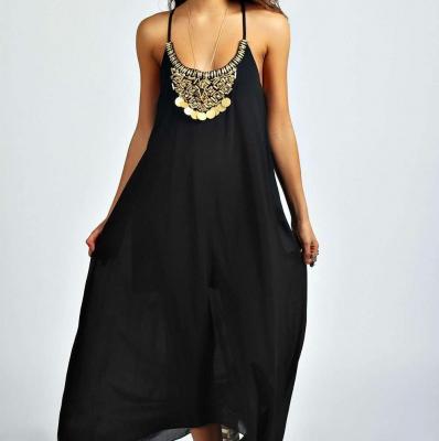 Ida Beaded Necklace Dip Hem Maxi Dress Boohoo