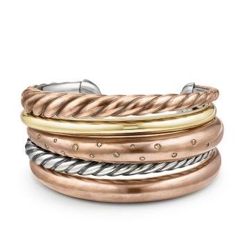 Pure Form Mixed Metal Five-Row Cuff with Diamonds, 41mm