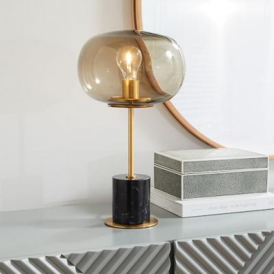 Balloon Glass Table Lamp - Black Marble west elm