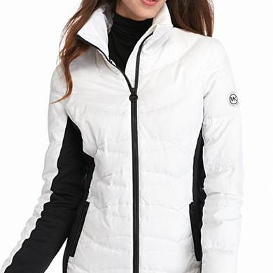 MICHAEL Michael Kors Half Circle Stitch Pattern Zip Front Coat