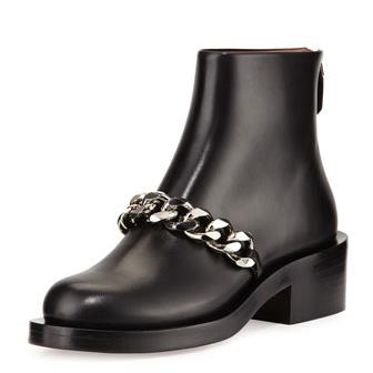 Givenchy Curb-Chain Flat Bootie, Black