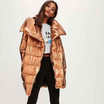 Bronze Metallic Puffer Jacket Missguided