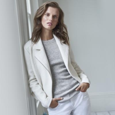 Cotton Boiled Wool Biker Jacket - The White Company UK