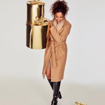 Camel Longline Belted Coat New Look