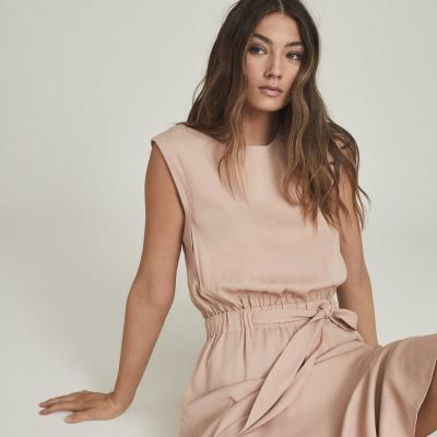 Alessandra Blush Casual Midi Dress With Self-Tie Belt – REISS