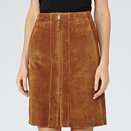 Reiss JOSS SUEDE A-LINE SKIRT TAN
