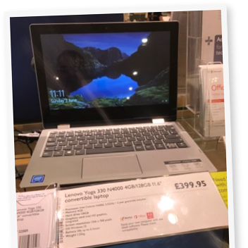  Lenovo Ideapad YOGA 330-11IGM Intel® 1100 MHz 4096 MB Portable, Flash Hard Drive UHD GRAPH. 600