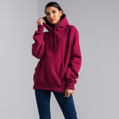 Champion Embroidered Script Womens Hooded Sweatshirt in Hot Beige, Brick Red
