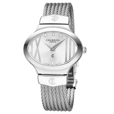 Charriol Womens OVAL.541.OV004 Darling Oval Silver Dial Stainless Steel Swiss Quartz Watch
