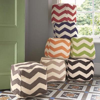 Chevron Pouffes - Feather & Black