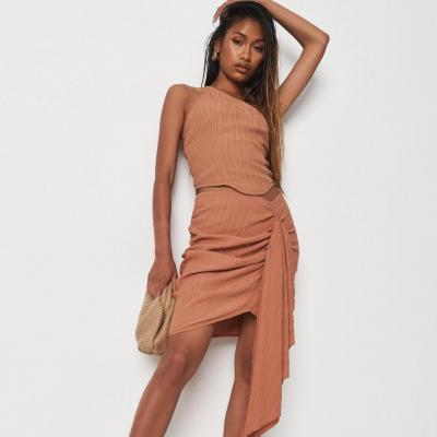 Delaney Childs Edit Rust Ruched Front Drape Mini Skirt Missguided