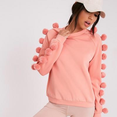 Ruby Blush Scuba Pom Pom Sleeve Sweatshirt - PrettyLittleThing