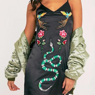 Rubie Black Satin Embroidered Cami Dress Dresses  PrettyLittleThing