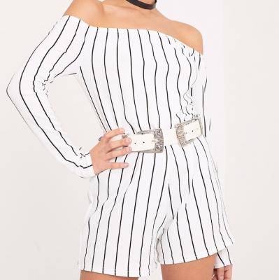 Micah White Stripe Playsuit - PrettyLittleThing