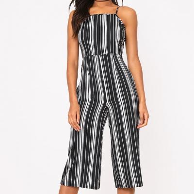 Penny Monochrome Stripe Culotte Jumpsuit -  PrettyLittleThing