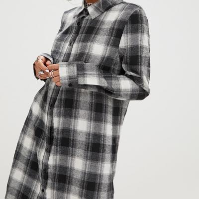 Black Checked Shirt Dress Dresses PrettyLittleThing