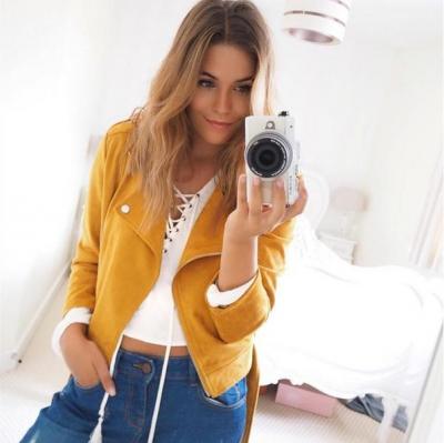 MissGuided ZAZULA FAUX SUEDE BIKER JACKET MUSTARD