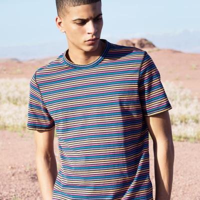 Paul Smith Men's Black Pastel-Stripe Organic-Cotton T-Shirt
