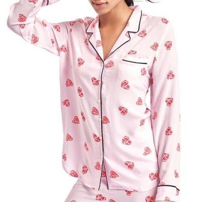 Print long sleeve sleep shirt - lacey hearts sugar plum - Gap