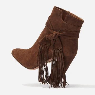 Aquazzura Betty Tied Suede Block-Heel Booties