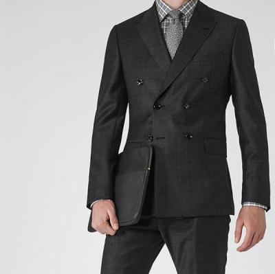 Reiss STANLEY B DOUBLE-BREASTED BLAZER CHARCOAL
