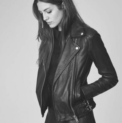 Reiss LAKYN LEATHER BIKER JACKET BLACK