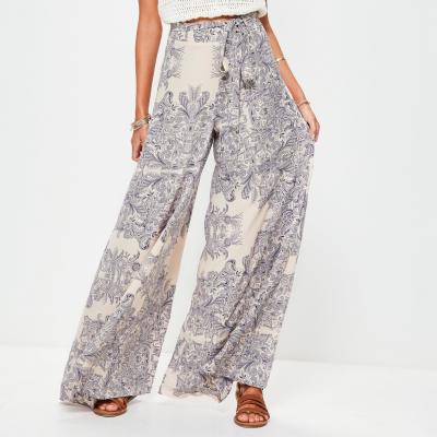 Cream Porcelain Print Wide Leg Pants Missguided
