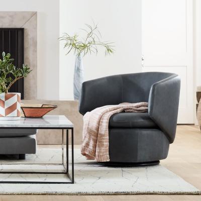 Crescent Leather Swivel Armchair west elm