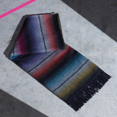 Paul Smith Men's Muted Rainbow 'Blanket Stripe' Cashmere Blanket Scarf