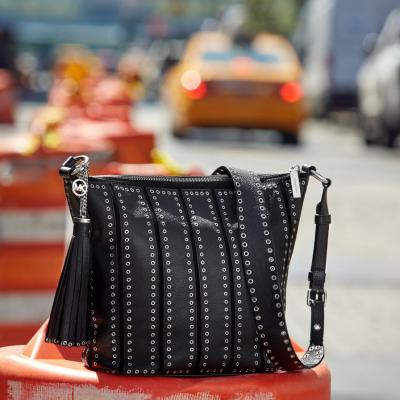 Brooklyn Large Grommet Leather Feed Bag - Michael Kors